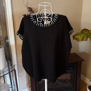 Zenana Stylish Black Sweater Crop with White Accents